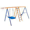 6 in 1 Metal Swing Set 440lbs Capacity Backyard Swingset