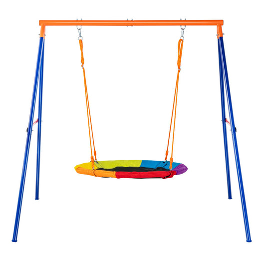 Swing Set 40in Saucer Swing Seat A-Frame Metal 440lbs Capacity