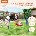 Swing Set 40in Saucer Swing Seat A-Frame Metal 440lbs Capacity