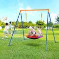 Swing Set 40in Saucer Swing Seat A-Frame Metal 440lbs Capacity