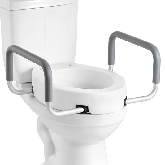 Raised Toilet Seat with Arms 136kg Load Capacity Padded Handles