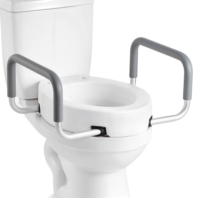 Raised Toilet Seat with Arms 136kg Load Capacity Padded Handles