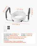 Raised Toilet Seat with Arms 136kg Load Capacity Padded Handles