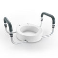 Raised Toilet Seat,88.9 mm Height Raised, 136 kg Weight Capacity, for Standard Round Toilet, Aluminum Handrail, with EVA Armrest Padding, for Elderly, Handicap, Patient, Pregnant, Medical