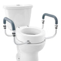 Raised Toilet Seat,88.9 mm Height Raised, 136 kg Weight Capacity, for Standard Round Toilet, Aluminum Handrail, with EVA Armrest Padding, for Elderly, Handicap, Patient, Pregnant, Medical