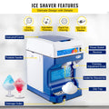Ice Shaver 265LBS/Hour Snow Cone Slushie Maker Stainless Steel