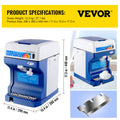 Ice Shaver 265LBS/Hour Snow Cone Slushie Maker Stainless Steel