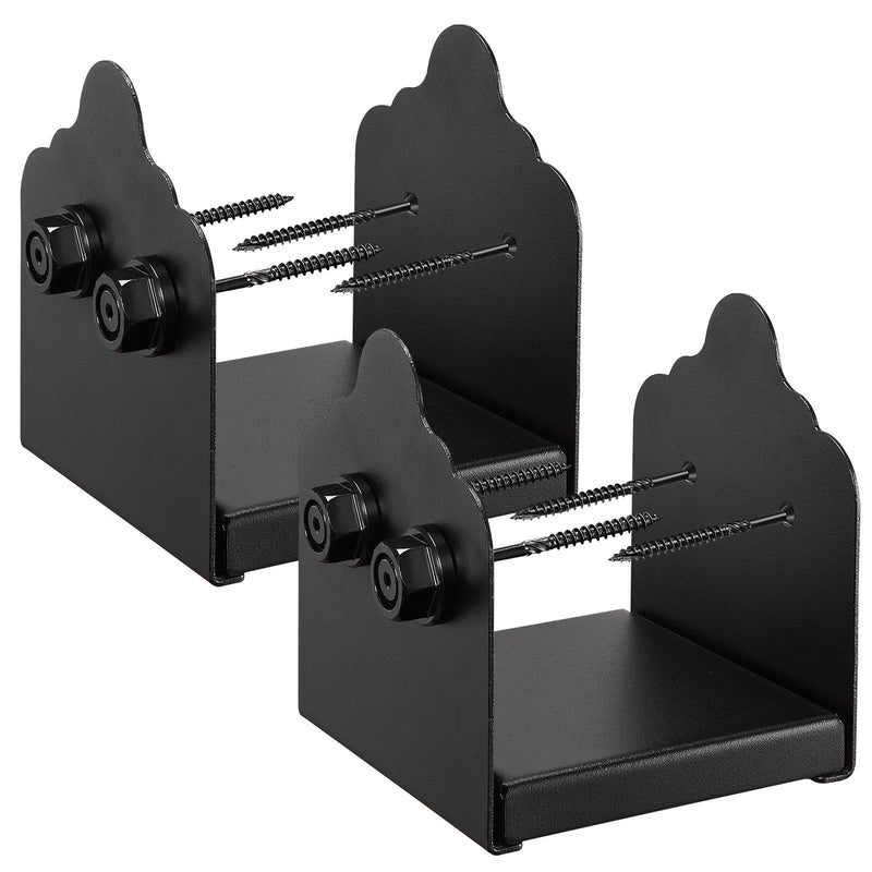 6x6 Post Base 2pc Heavy Duty Steel Decking Posts Brackets Black