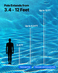 Telescoping Pool Pole 1-3.66m Adjustable Swimming Pool Cleaning Stick