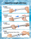 Telescoping Pool Pole 1-3.66m Adjustable Swimming Pool Cleaning Stick