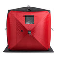 Portable Ice Shelter, 3-4 Person Insulated Pop-Up Ice Fishing Tent, 35 Square Feet Fishable Area, Thermal Ice Shanty for Winter Fishing, Ice Cube with Anchors, Ropes, Carrying Bag, 71