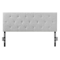 Full Size Headboard Diamond Tufted Adjustable Height 56.3W Light Grey
