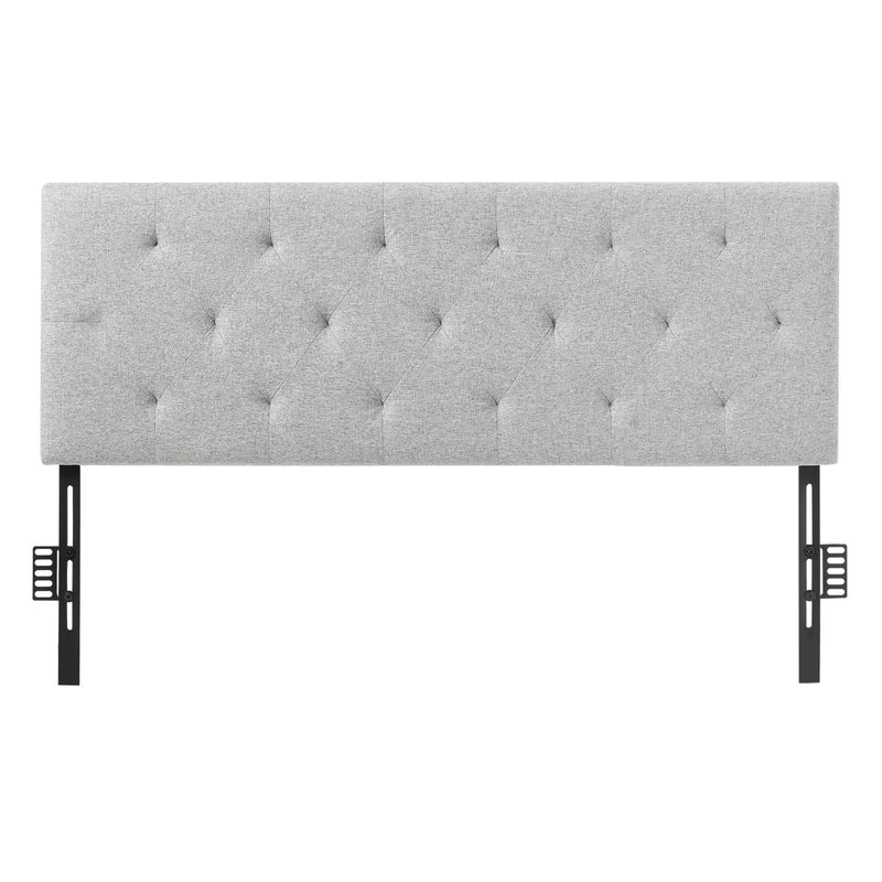Full Size Headboard Diamond Tufted Adjustable Height 56.3W Light Grey