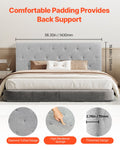 Full Size Headboard Diamond Tufted Adjustable Height 56.3W Light Grey