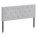 Full Size Headboard Diamond Tufted Adjustable Height 56.3W Light Grey