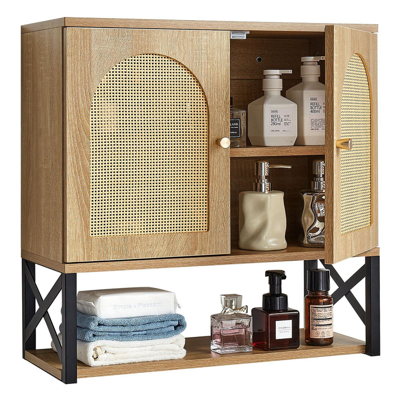 Bathroom Wall Cabinet 2 Door Over Toilet Storage Medicine Cabinet Shelf
