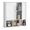 Bathroom Wall Cabinet 2 Door White Medicine Storage Over Toilet