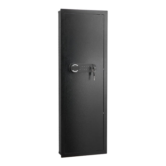 Wall Safe 4-Tier Gun Safe Password Key LED Black In-Wall Box