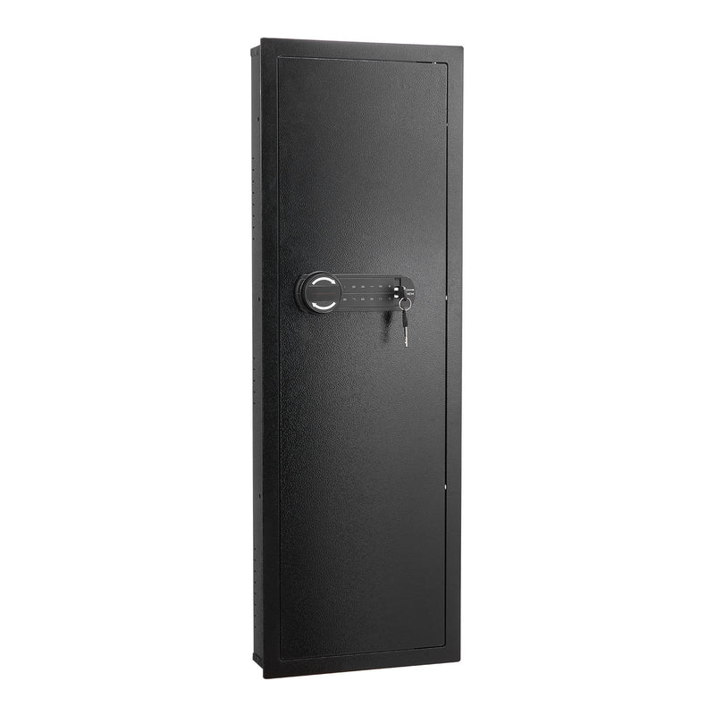 Wall Safe 4-Tier Gun Safe Password Key LED Black In-Wall Box