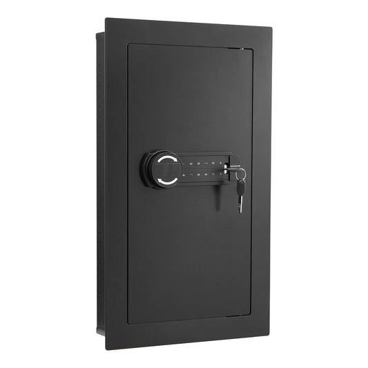 Wall Safe Hidden 3-Tier Password Key LED Steel In-Wall Box Black