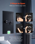 Wall Safe Hidden 3-Tier Password Key LED Steel In-Wall Box Black