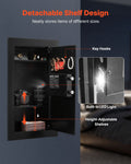 Wall Safe Hidden 3-Tier Password Key LED Steel In-Wall Box Black
