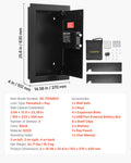 Wall Safe Hidden 3-Tier Password Key LED Steel In-Wall Box Black