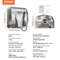 Devanti 1800W Commercial Hand Dryer Stainless Steel Auto Warm Wind