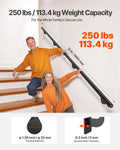 Wall Mounted Stair Handrail 3665mm Black Aluminum 32mm Pipe