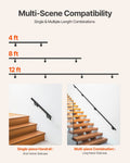 Wall Mounted Stair Handrail 3665mm Black Aluminum 32mm Pipe