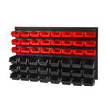 48-Bin Wall Mounted Storage Rack Organizer Garage Tool Black Red