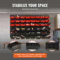 48-Bin Wall Mounted Storage Rack Organizer Garage Tool Black Red