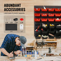 48-Bin Wall Mounted Storage Rack Organizer Garage Tool Black Red