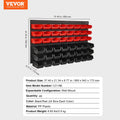 48-Bin Wall Mounted Storage Rack Organizer Garage Tool Black Red