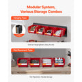 Wall Mounted Storage Bins, 12 Plastic Bins & 3 Metal Rails, Plastic Hanging Stackable Storage Bin for Screws, Nuts, Bolts, Nails, Hardware Tool Organizer for Workshop, Craft Room, Garage, Red