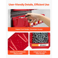 Wall Mounted Storage Bins, 12 Plastic Bins & 3 Metal Rails, Plastic Hanging Stackable Storage Bin for Screws, Nuts, Bolts, Nails, Hardware Tool Organizer for Workshop, Craft Room, Garage, Red