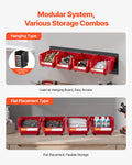 Wall Mounted Storage Bins 12pc Plastic Red Hardware Tool Organiser