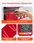 Wall Mounted Storage Bins 12pc Plastic Red Hardware Tool Organiser