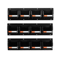 Wall Mounted Storage Bins 12pc Plastic Black Hardware Organiser
