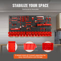 30-Bin Wall Mounted Storage Organizer Garage Tool Rack Black Red