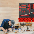 30-Bin Wall Mounted Storage Organizer Garage Tool Rack Black Red
