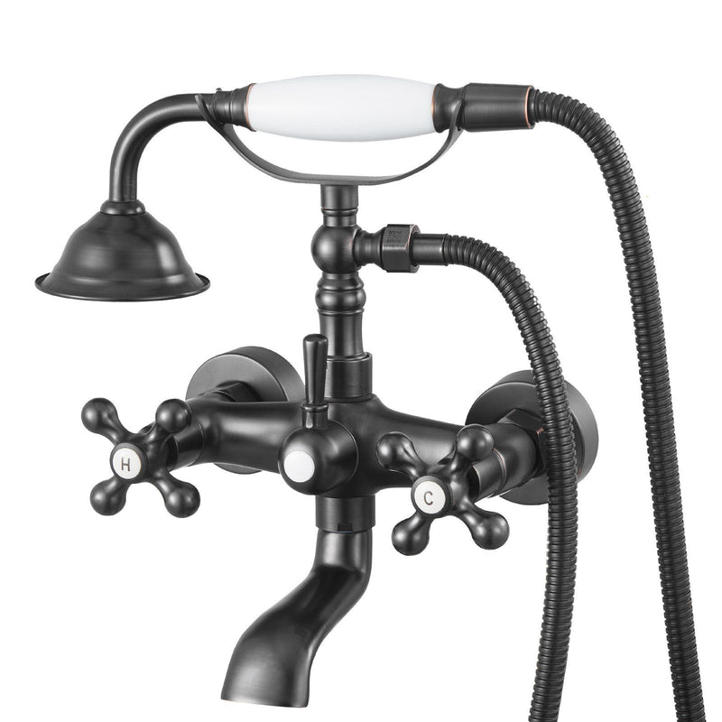 Wall Mount Clawfoot Tub Faucet Oil-Rubbed Bronze Handheld Shower