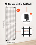3x Grid Wall Panels 610x1828mm Black Wire Display Rack Storage