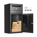 90.9cm Galvanized Steel Parcel Mailbox Lock Anti-Theft Black