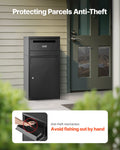 90.9cm Galvanized Steel Parcel Mailbox Lock Anti-Theft Black