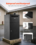 90.9cm Galvanized Steel Parcel Mailbox Lock Anti-Theft Black