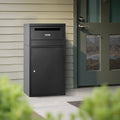 90.9cm Galvanized Steel Parcel Mailbox Lock Anti-Theft Black