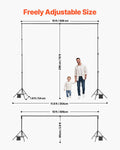 Backdrop Stand 298x300cm Adjustable Photo Studio Kit Heavy Duty