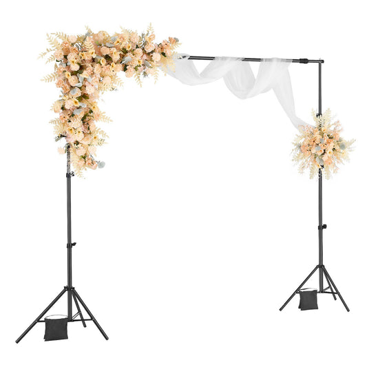 Backdrop Stand, 213 x 300 cm Adjustable Photo Backdrop Stand Kit, Portable Background Backdrop Stand with 3 Crossbars, Heavy Duty Projector Screen Stand, for Wedding, Photo Video Studio & Party