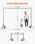Backdrop Stand 213x300cm Adjustable Photo Studio Kit 3 Crossbars